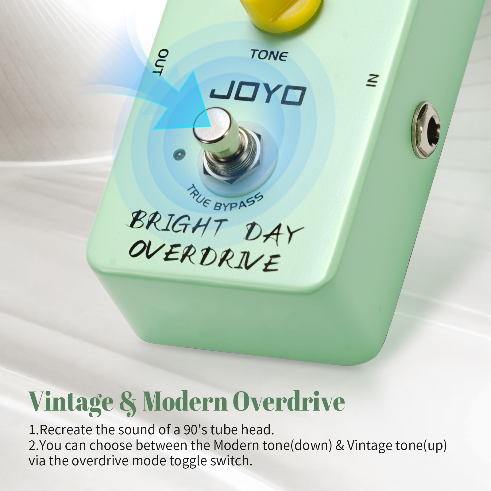 JOYO JF-25 Overdrive Pedal with Modern/Retro Tone High Gain for Electric Guitar Bass