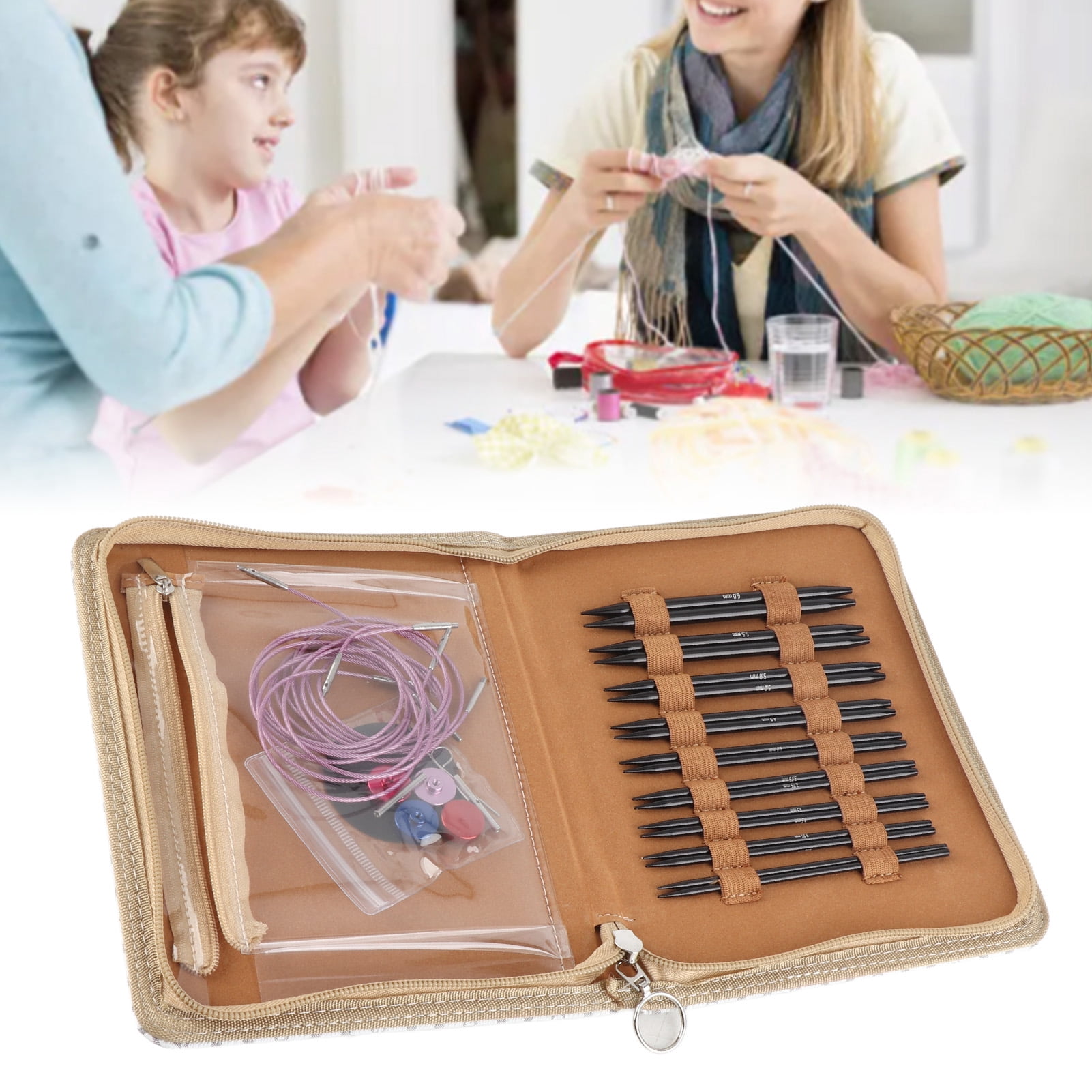 Craft Fill Knitting Needle Knitting Needle Set, Smoothing Easy Operation Interchangeable Anti Fatigue Handle Circular Needle Set for Family, Circular Knitting Needle Set Circular Craft
