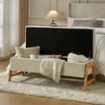 thumbnail image 3 of 47" Modern Fabric Storage Bench Flip Top and Upholstered Cushioned for Entryway Bedroom, Tan, 3 of 8