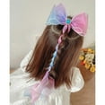 thumbnail image 4 of HHBEAUTY Gradient Color Mesh Bow Hair Clip - Headpiece for Girls with Braided Hair, Flower Embellishment, Streamer, and Tassel Hairpin, 4 of 6