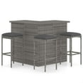 thumbnail image 1 of vidaXL Ensemble de Bar de Jardin 4 Pcs avec Coussins en Rotin Gris, 1 of 5