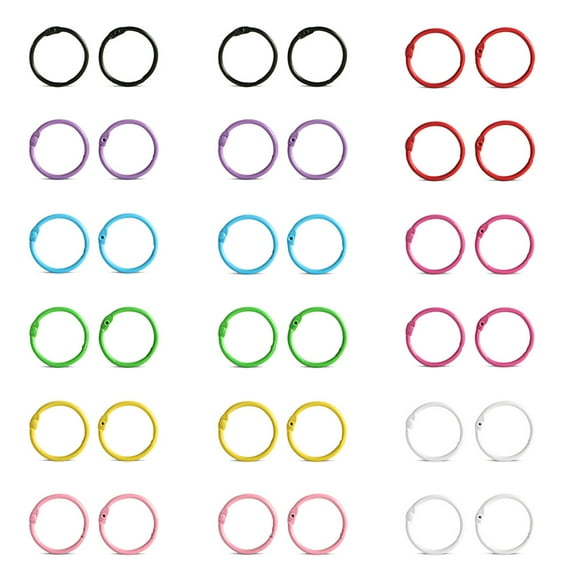 Mosey 36Pcs Colorful Metal Binder Ring 9 Colors Paper Card Document Stack Keychain Pendant Loose Leaf Notebook Book Ring Home Office School Supplies