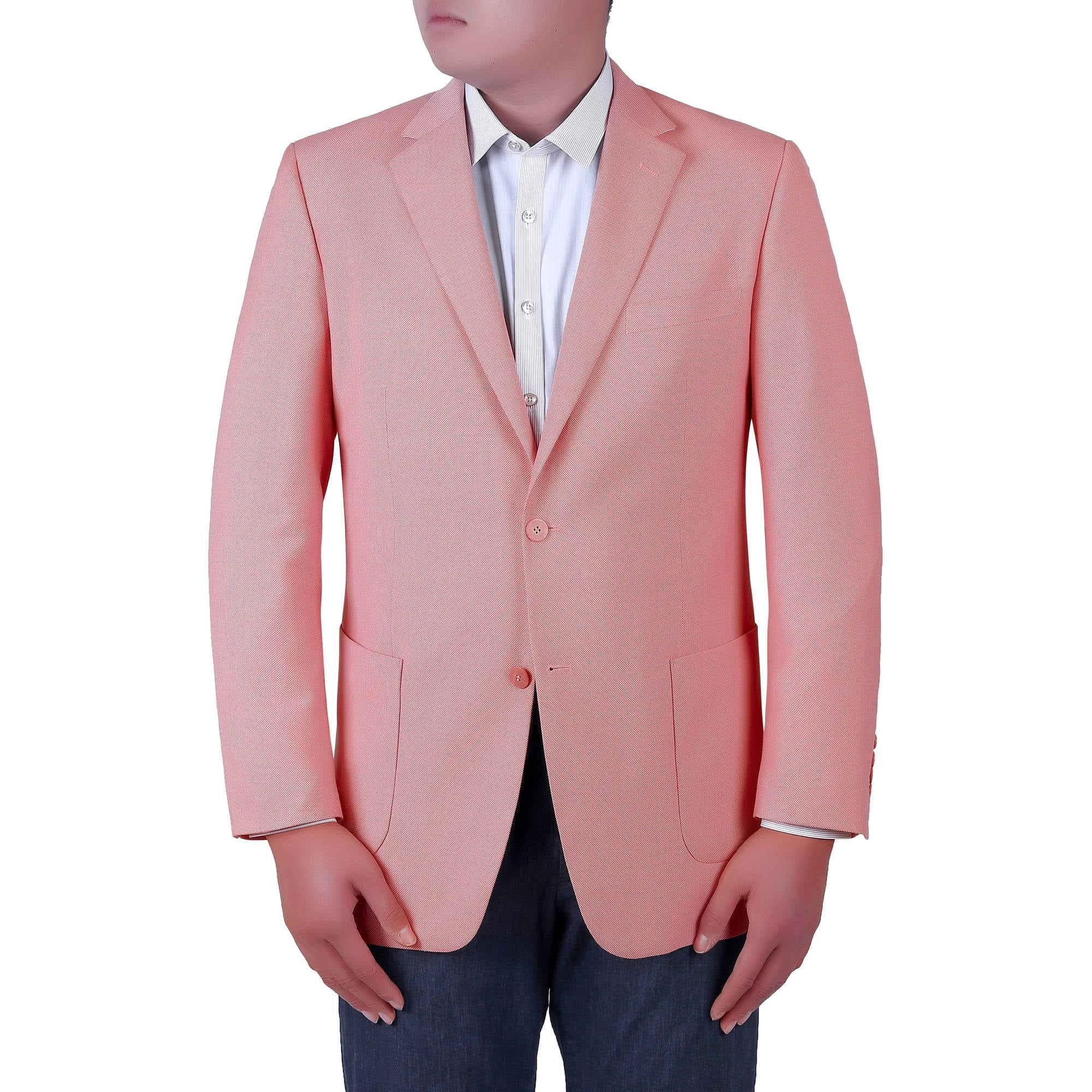 Men's Pink Birdseye Textured Classic Fit Italian Styled Blazer ...