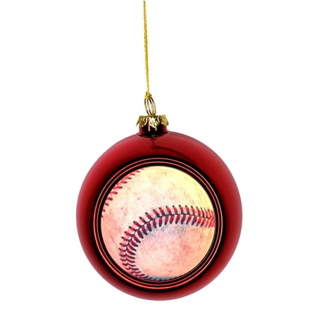 Vintage Style Baseball Up Close Bauble Christmas Ornaments Red Bauble Tree Xmas