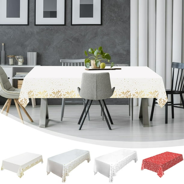 Mantel de plástico con copos de nieve, mantel con estrellas doradas, mantel desechable de plástico para decoración de mesa, mantel para fiestas navideñas, estilo rectangular, diseño