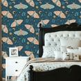 thumbnail image 2 of Boho Peel and Stick Wallpaper 23.6in x 9.8ft Celestial Moth Botanical Moon Stars Teal Peach Contact Paper Vinyl Self-Adhesive Removable Wall Paper for Bedroom Nursery Decor Renter Friendly, 2 of 8
