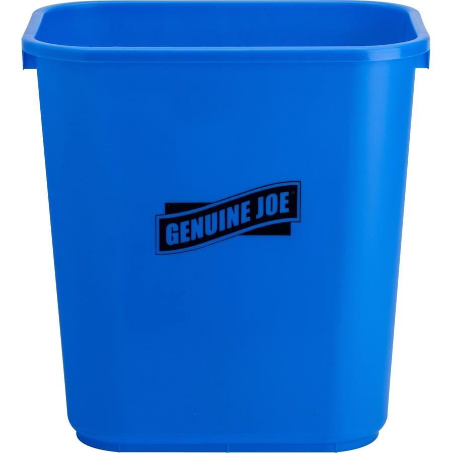 Genuine Joe 28-quart Recycle Wastebasket - 7.13 Gal Capacity - Rectangular - 15" Height X 14.5" Width X 10.5" Depth - Blue, White - 12 / Carton