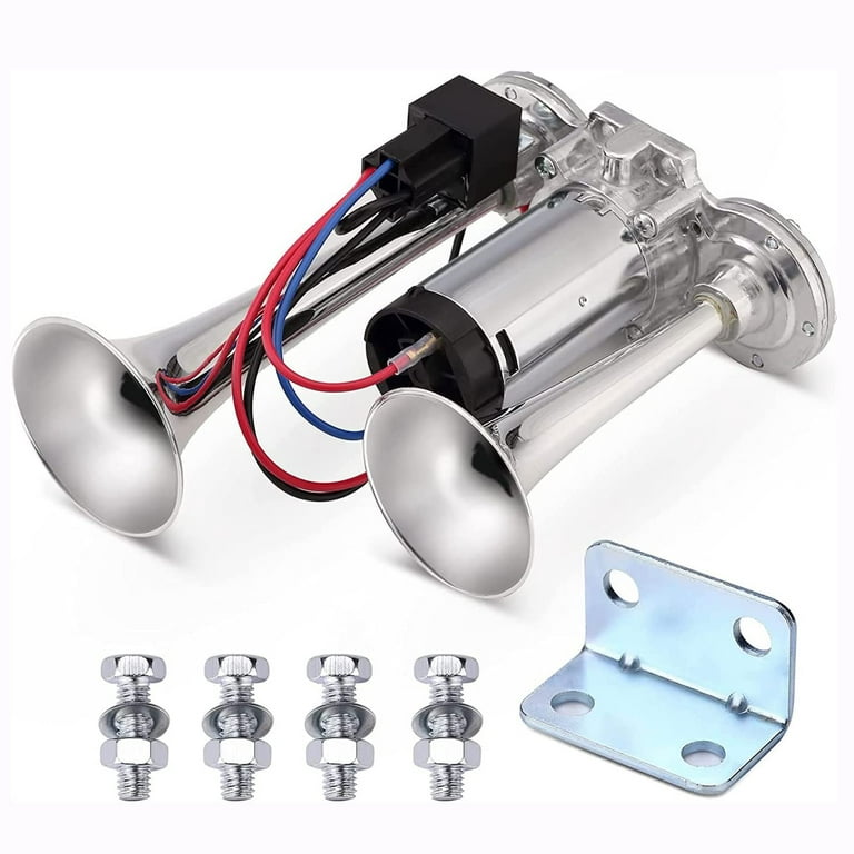 GAMPRO 12V 150db Air Horn, Chrome Zinc Dual Trumpet Air Horn with  Compressor for Any 12V Vehicles Trucks Lorrys Trains Boats Cars Vans
