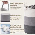 thumbnail image 3 of Inadays Laundry Basket 51L Large Clothes Laundry Hamper Woven Cotton Rope Tall Laundry Bag Baskets Toy Storage Organizer Collapsible Storage Basket for Blanket, Toys, Clothes, Pillows, Gradient Gray, 3 of 9