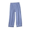 thumbnail image 2 of Dolkfu Blue Pants Women Casual High Waisted Drawstring Pajama Pants Elastic Waist Sleep Loungewear Womens Trousers L, 2 of 5