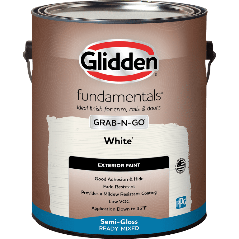Glidden Fundamentals Exterior Paint White, Semi-Gloss, 1 Gallon 