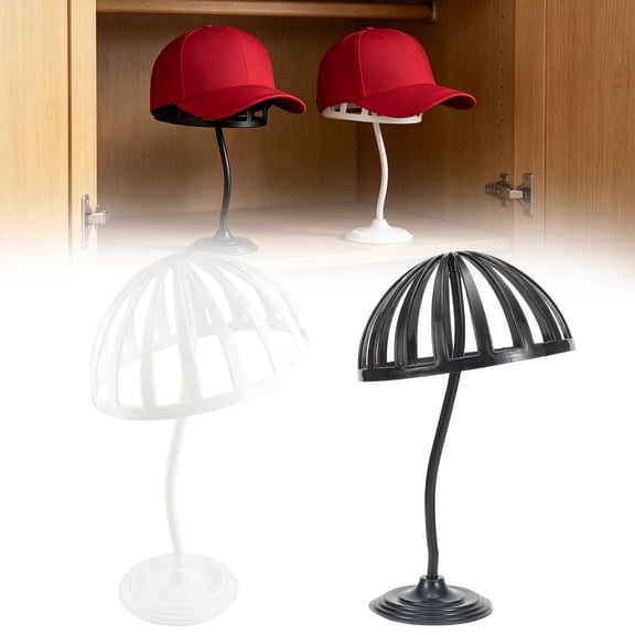 Black Plastic Hat Stand Rack for Adults, Tabletop Cap Display Holder for Home and Retail