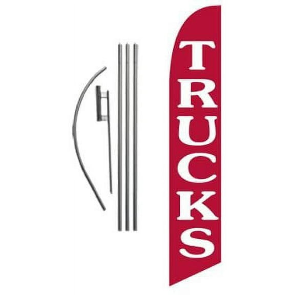 Trucks Advertising Feather Banner Swooper Flag Sign with Flag Pole Kit and Ground Stake