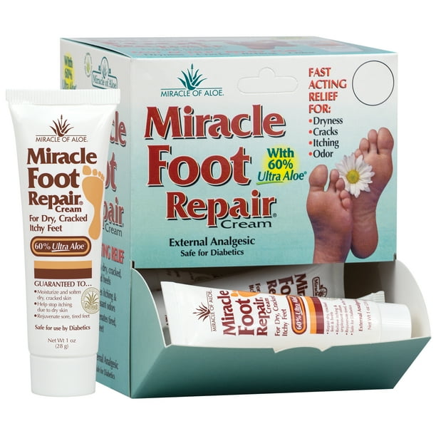 12 piece display Miracle Foot Repair Cream 1 ounce tube with 60