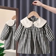 thumbnail image 4 of hotojiny Toddler Girls Gingham Dress Checkered Long Sleeve A-Line Plaid Dress Cute Crew Neck Collared Kids Flowy Dress(Black,4-5 Years), 4 of 7