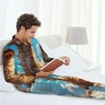 thumbnail image 6 of Honeii Cartoon Cloud Puppy Pattern Mens Pajamas Set,2pcs Men's Lounge Long Sleeve Sleep Shirt and Pajama Bottoms Sleepwear Set,Mens Pjs Sets-Medium, 6 of 7