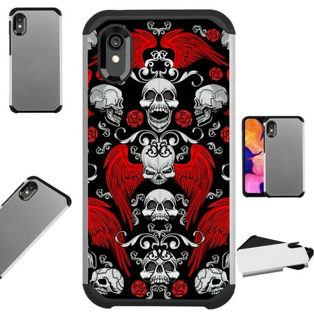 Compatible Motorola Moto E6 Case Hybrid TPU Fusion Phone Cover (Skull Angel)