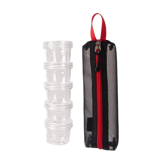 5x recipientes para condimentos de Picnic, juego combinado de soporte para especias, bolsa de especias portátil con 5 tarros de especias, botellas de negro shamjiam Utensilios de cocina al aire libre