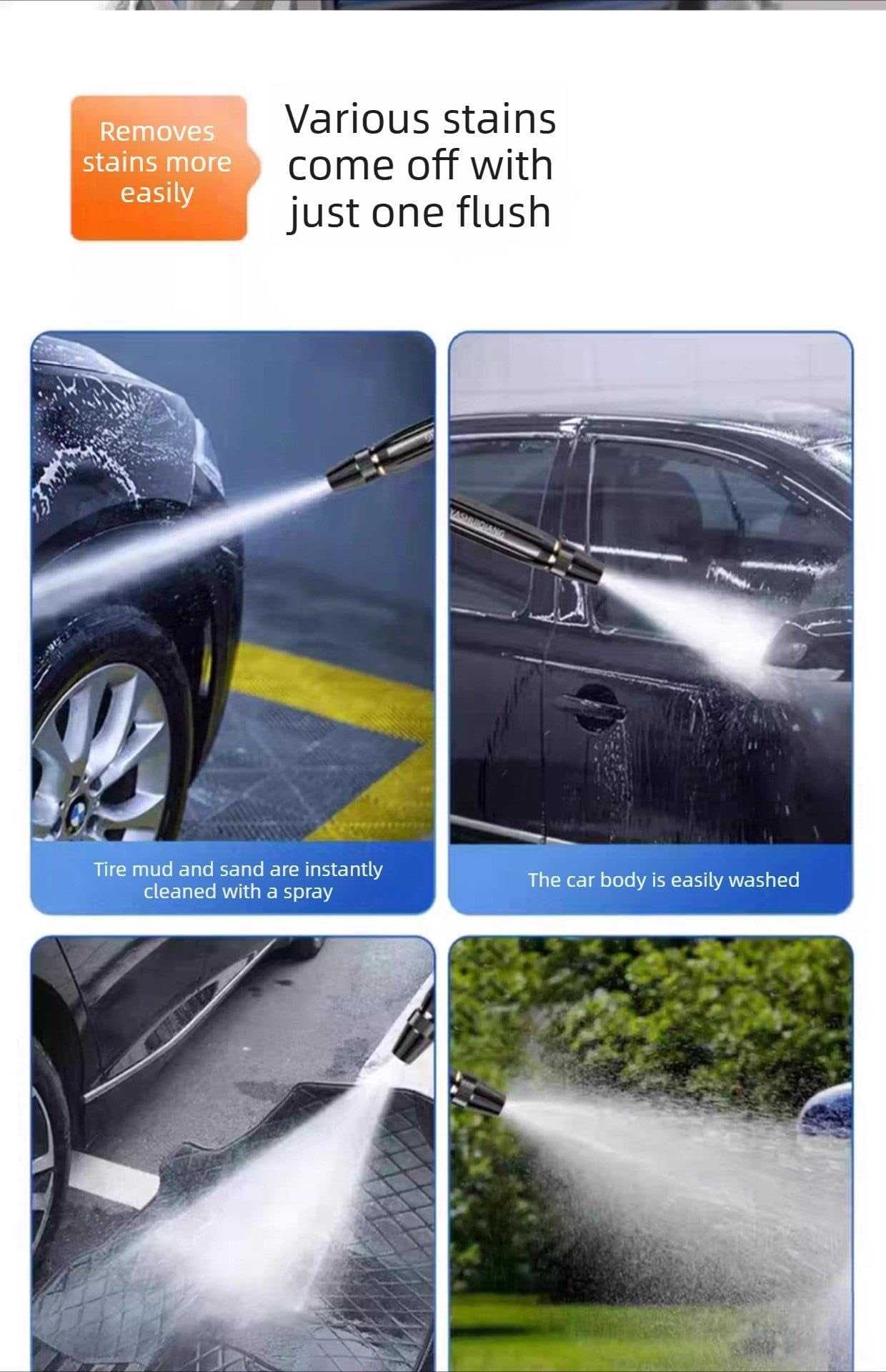 Home High-Pressure Car Wash Water Gun with Booster Nozzle, High-Pressure Home Car Wash Water Gun & Hose Set, Multi Function Lawn & Garden Watering Sprayer for Plant Watering Lawn Car