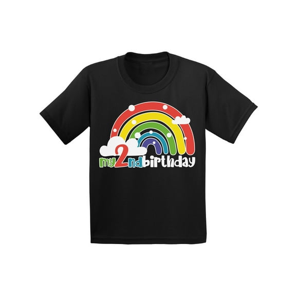 2T Birthday T Shirts - Cute Baby Boy Baby Girl Shirt Two Years Old - Rainbow My 2nd Birthday Toddler Outfit