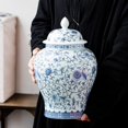 thumbnail image 3 of Jarrón de jengibre de cerámica oriental con tapa con bolsa Chinoiserie Regalo decorativo Jarrón de flor de ciruel fiesta Decoración Baoblaze tarro de jengibre, 3 of 8