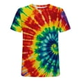 thumbnail image 4 of Mens Tie-dye T Shirt Short Sleeve Crew Neck Fitted Colorful Tees S-5X Plus Size Tops Summer Casual Tshirts (2XL, Orange), 4 of 5