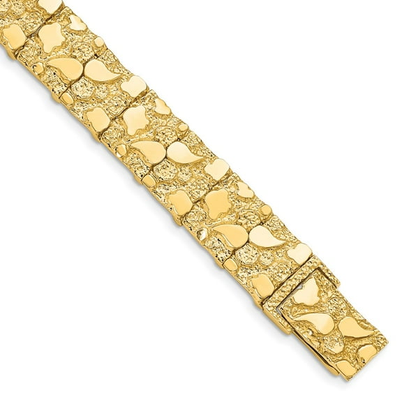 14k Yellow Gold Bracelet Nugget 12.5 mm 7 in 12.50