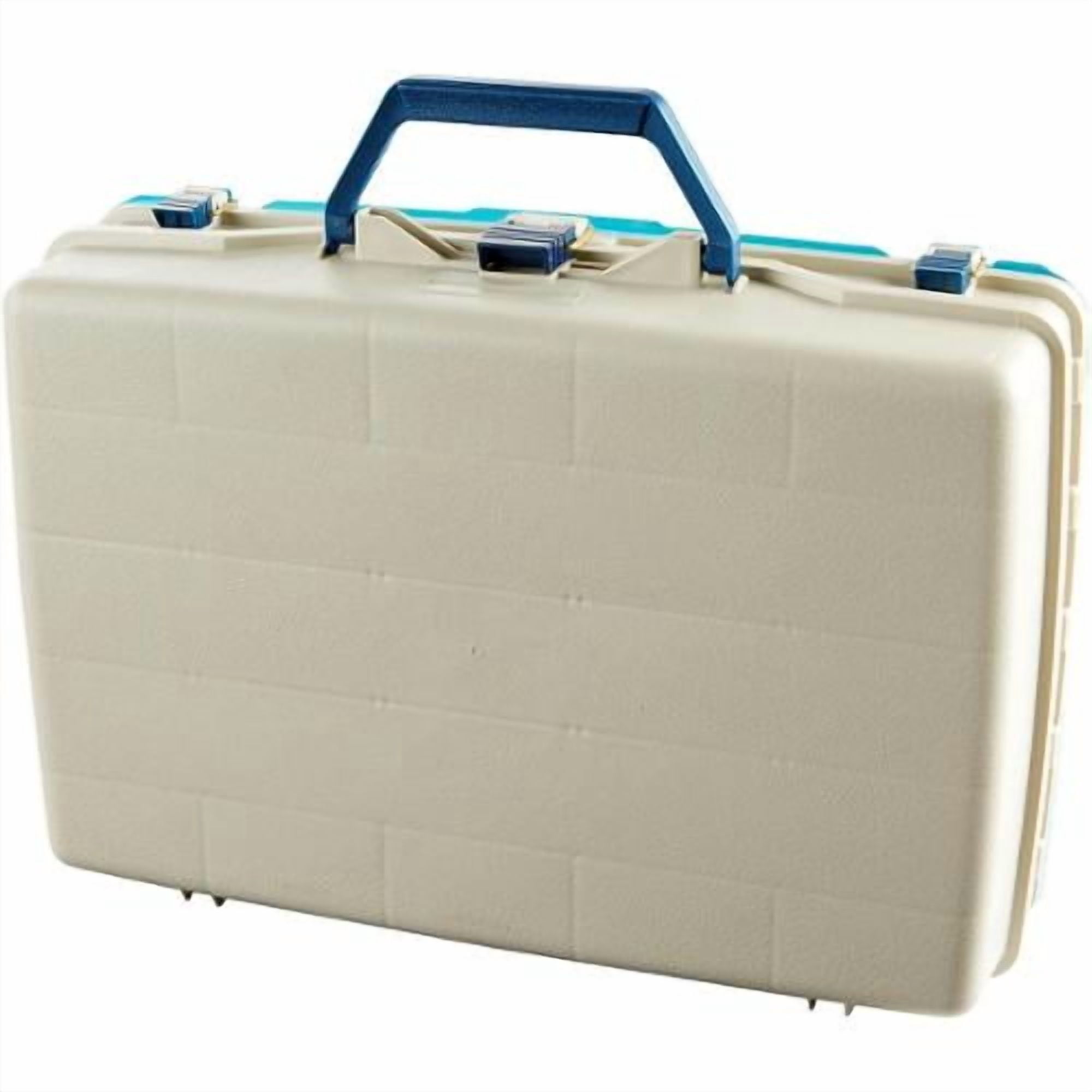 Plano Two Tier Satchel Tackle Box, Aqua Blue/Sandstone, 16.88”L x 12”W x 5”H.