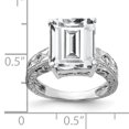thumbnail image 2 of Primal Gold 14 Karat White Gold 12x10mm Emerald Cut Cubic Zirconia and A Diamond Ring, 2 of 4
