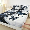 thumbnail image 3 of Manfei Vintage Butterfly Bed Sheets Set Queen Size for Girls, Spring Flower Floral Bedding Sets Queen Size, Black White Marbling Top Sheet, Super Cozy Room Decorative, 4-Piece, 3 of 7