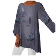 thumbnail image 2 of Femmes Coton Lin Fleur Dames T-Shirt Blouse Casual Tops, 2 of 4