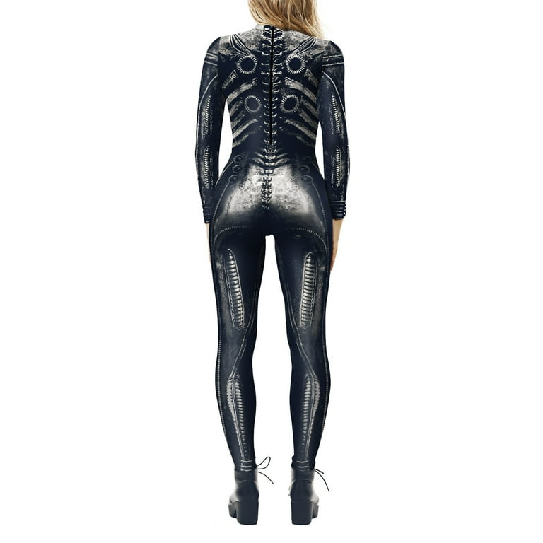 Skeleton Print Bodysuit Adult Black Skeleton Print Bodysuit Adult Black