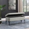 thumbnail image 3 of HomePop Large Modern Storage Bench with Metal Legs, 42"W x 14.5"D x 17.5"H, Sustainable Gray, 3 of 11