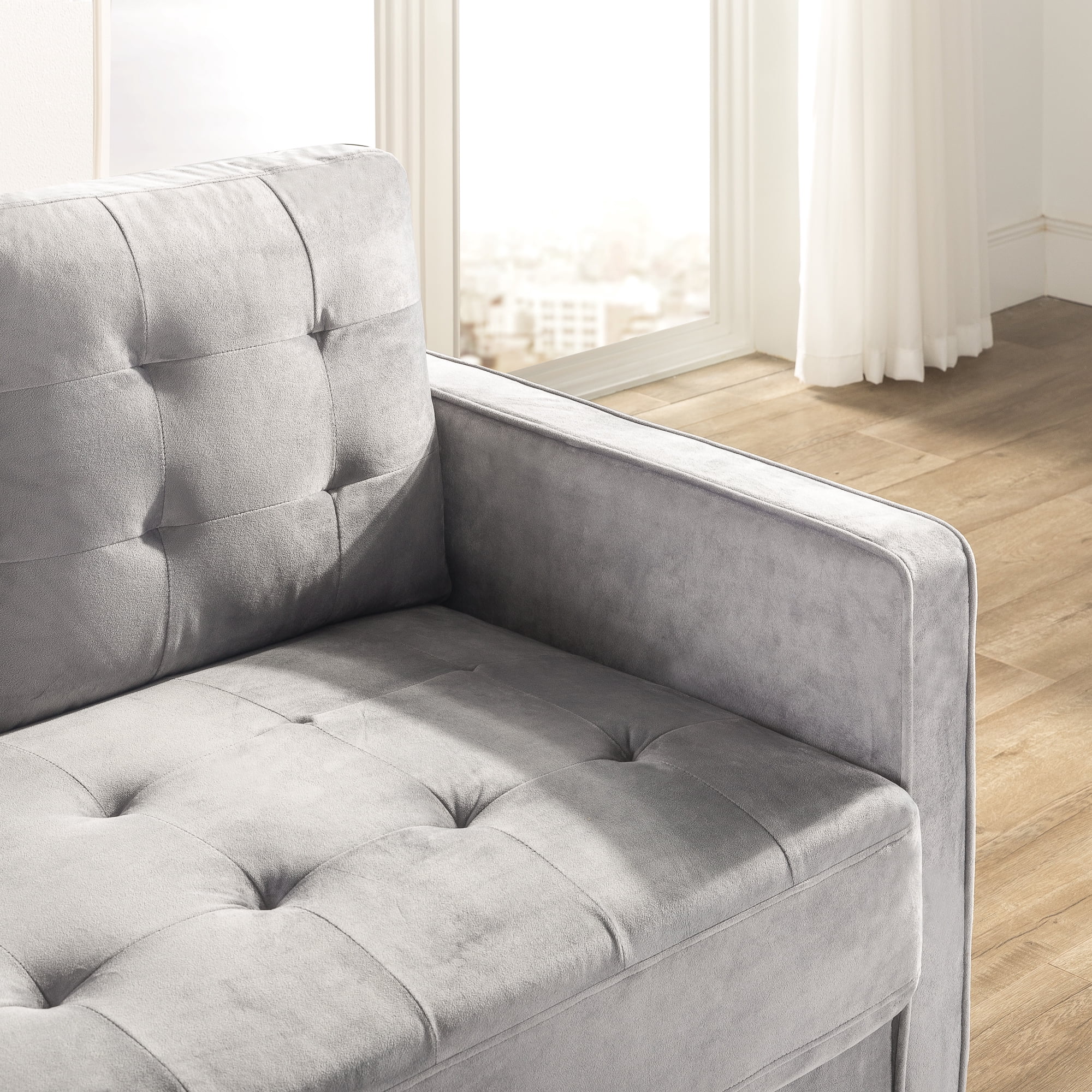 Ember Interiors Benton Velvet Loveseat 2- Seater, Gray