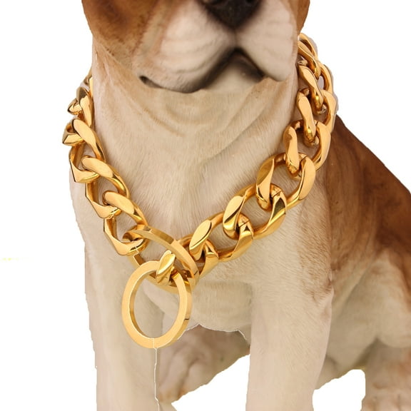 Gold Chain Dog Collar Pet Slip for American Pitbull French Bulldog Large Dogs