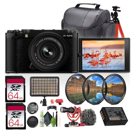 Fujifilm X-M5 Mirrorless Camera   XC 15-45mm f/3.5-5.6 OIS Lens Rode Microphone