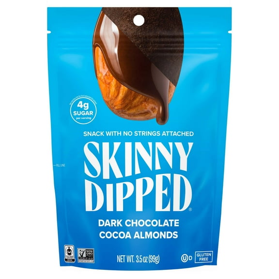 SkinnyDipped Dark Chocolate Cocoa Almonds, 3.5 oz (Packaging may vary)