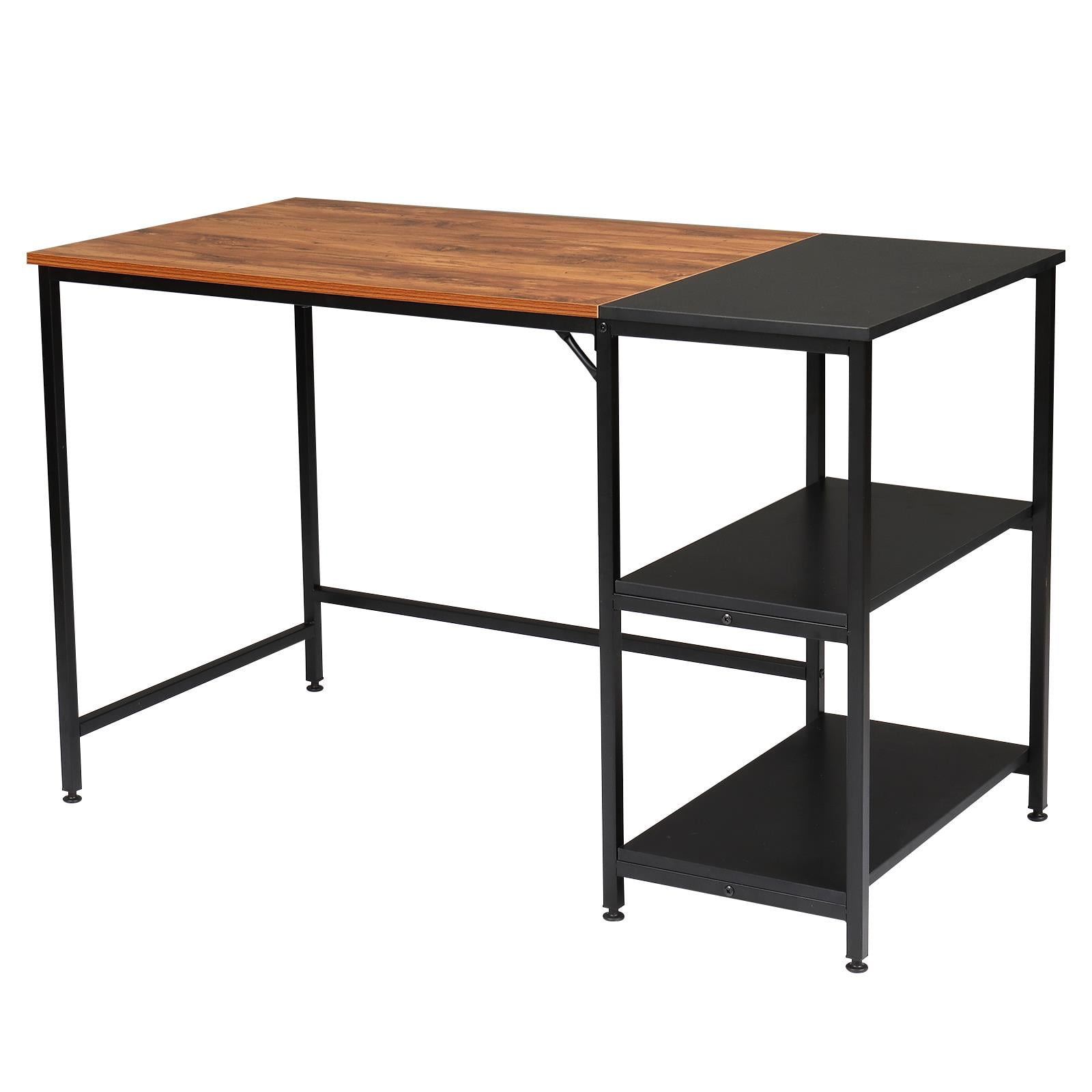  Vikiullf Writing Desk with Storage Cabinet - 47.2” Black Modern  Wood Home Office Computer Desk with 2 File Drawers & Open Shelf Study Table  for Teens : Everything Else