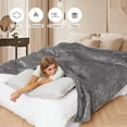 thumbnail image 3 of GONUES Heated Throw Blanket 50"x 60" Soft Warm Flannel Electric Blanket with 4 Heating Levels & 3 Hours Auto Shut off, Machine Washable for Sofa & Office - Grey, 3 of 7