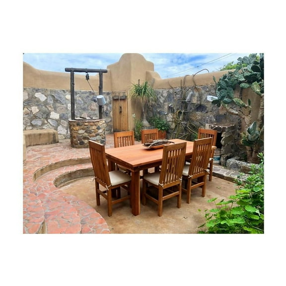 Best Redwood Farmhouse Dining Table With 1910 natural premium sealant-Size:6ft