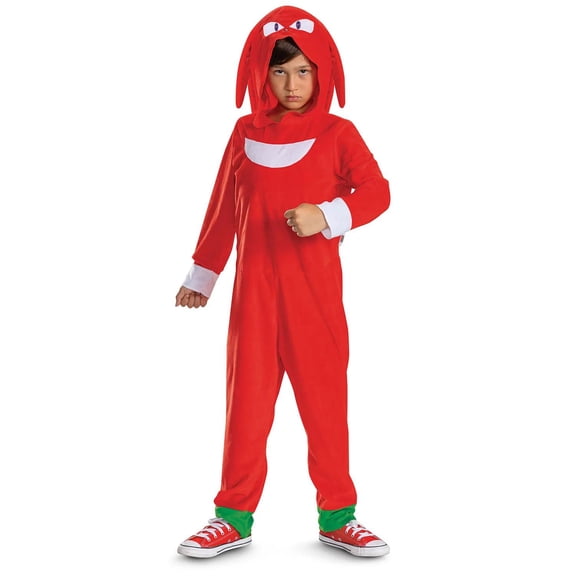 Disguise Boys' Sonic the Hedgehog Knuckles Hooded Jumpsuit Costume - Size 4-6 - Red