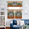 thumbnail image 2 of Sweet Home Kitchen Curtains Sets for Windows 24 Inch Length, Black White Plaid Bow Horizontal Stripes Rod Pocket Window Treatments Tier Curtains and Valances Set for Bedroom/Bathroom, 2 of 8