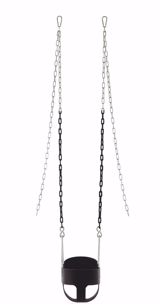 Machrus Swingan High Back, Full Bucket Toddler & Baby Swing with Vinyl Coated Chain - Fully Assembled - Black