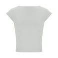 thumbnail image 6 of Wyobmus Womens Crew Neck Tops Casual Slim Summer 1/4 Sleeve T Shirt Solid Color form Fitting Backless Base Top Tunic A-Gray, 6 of 7