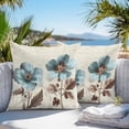 thumbnail image 4 of Victorian Style Outdoor Pillow Covers Pack of 2 Blue Retro Poppy Flower Plant Waterproof Throw Pillow Covers Decorative Cushion Cases for Patio Garden Tent Balcony Couch 24x24 inch, 4 of 8