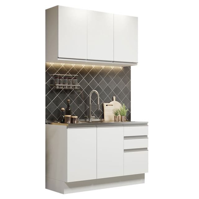 Cocina Integral Madesa Glamy Con Tarja 120 Cm Blanco 04 Madesa Glamy