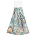 thumbnail image 2 of 2PCS Velcro Hangable Hand Towels Quick-Drying Hanging Kitchen Towels for Kitchen & Bathroom Intricate Blue Shape, 2 of 7