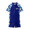 thumbnail image 4 of Huowey Baby Boys Baby One Piece Swimsuit Summer Beach Rash Guard Swimwear Striped Cartoon Shark Print Short Sleeve Bodysuit Neck Jumpsuit Vacation Beachwear ,Blue2,5-6 Years, 4 of 4