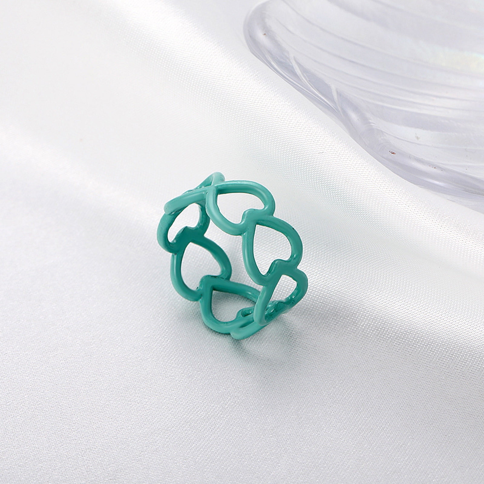 Oura Ring Colorful Geometric Ring Retro Oil Dripping Love Index Finger Ring  Hollow Ring - Walmart.com