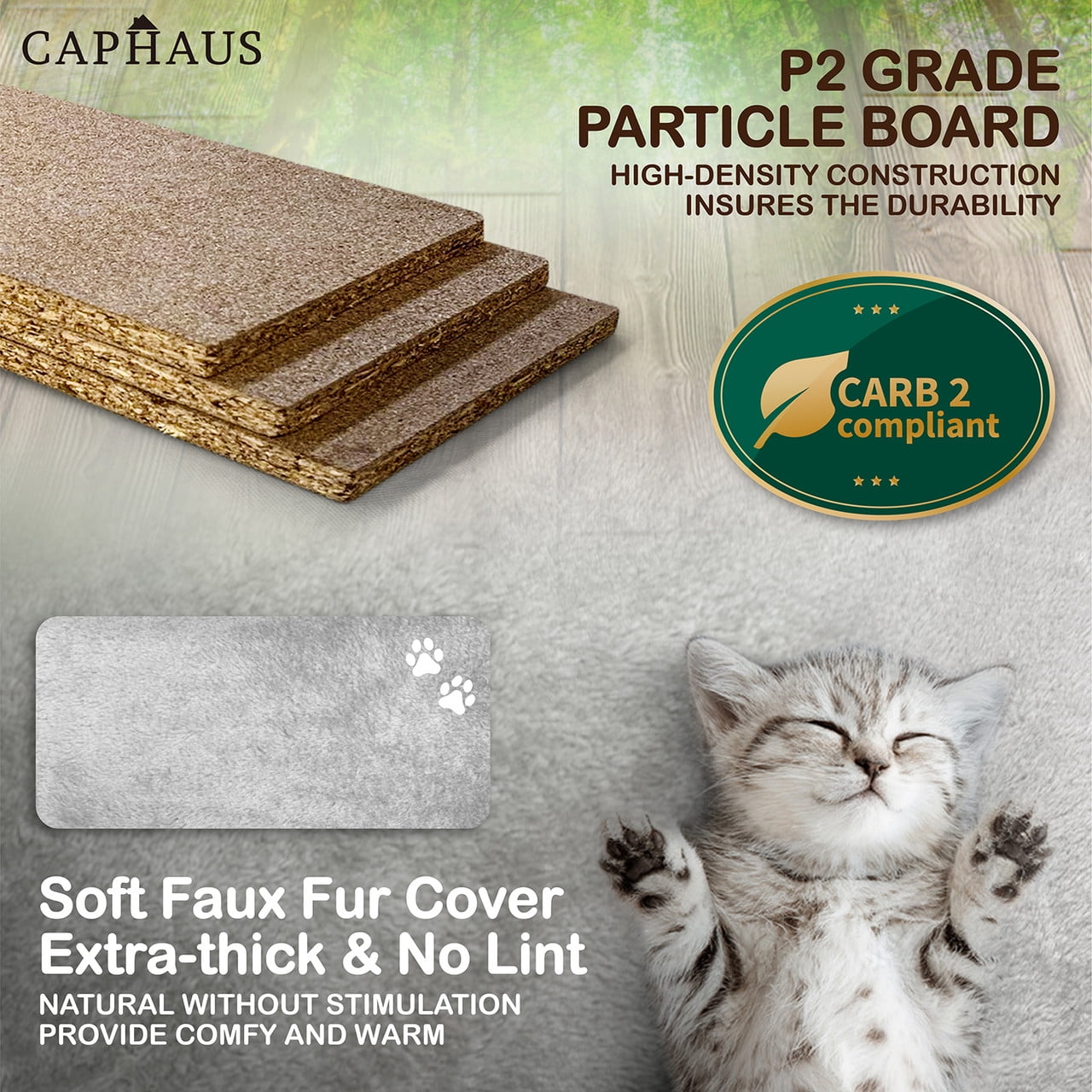 CAPHAUS Tall Cat Tree for Indoor Cats, Modern Cute 58-Inch Cat Climbing Play Tower with Top Perch for Large Cats Kittens, Multi-Level Cat Activity Tree w Scratching Posts, Hammock, Cat Cave Condo